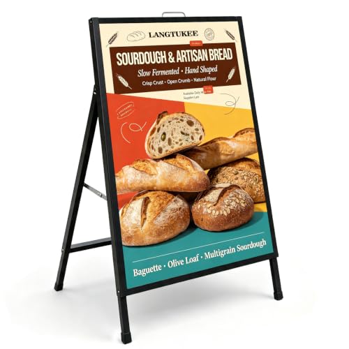 24x36 Sidewalk Sign Single Sided - Heavy Duty L-Frame Metal Poster Stand with Slide-in Design, Angled Outdoor Floor Display Signboard Holder for Business Store and Lobby, Black Frame Only - color: Black-1PACK Single-Sided