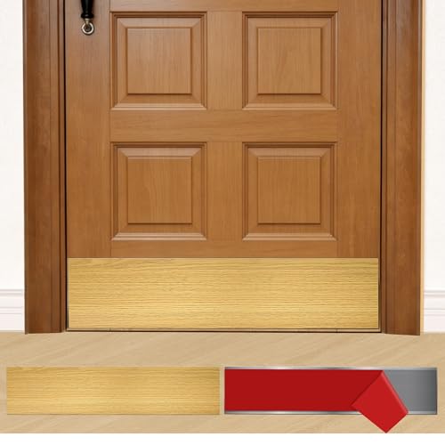2 PCS 8" x 34" Self Adhesive Oak Door Kick Plate for Bottom of 36" Door - color: Light Oak Wood Grain, size: 2 PCS