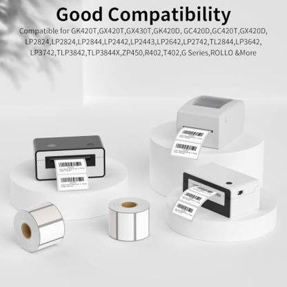 3x2 inch Direct Thermal Label Paper for Barcodes, Shipping, 750 Labels Per Roll White, Compatible with Rollo Label Printer & Zebra Desktop Printers - size: 3" x 2"