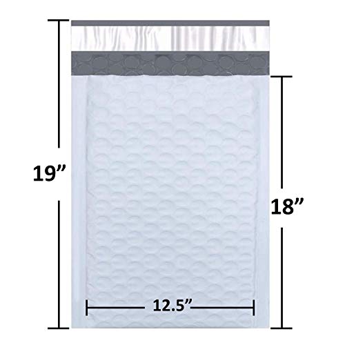 SALES4LESS #6 Poly Bubble Mailers 12.5X19 Inches Shipping Padded Envelopes Self Seal Waterproof Cushioned Mailer 10 Pack (PBMVR_12.5X19-10), White - size: 12.5x19 Pack of 10