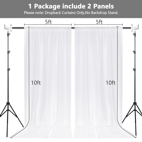 MEETSKY White Backdrop Curtains,Photo Birthday Backdrop,5ft x 10ft,2 Panels - color: White, size: 60"W x 120"L (Pack of 2)
