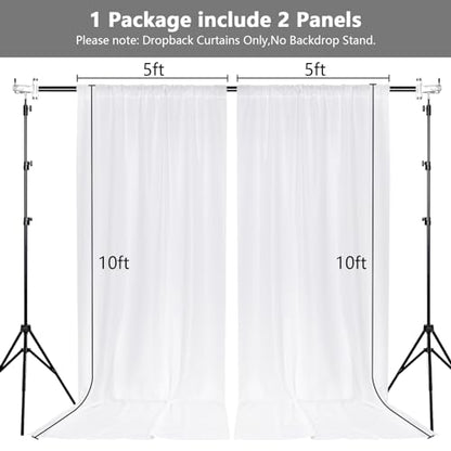 MEETSKY White Backdrop Curtains,Photo Birthday Backdrop,5ft x 10ft,2 Panels - color: White, size: 60"W x 120"L (Pack of 2)