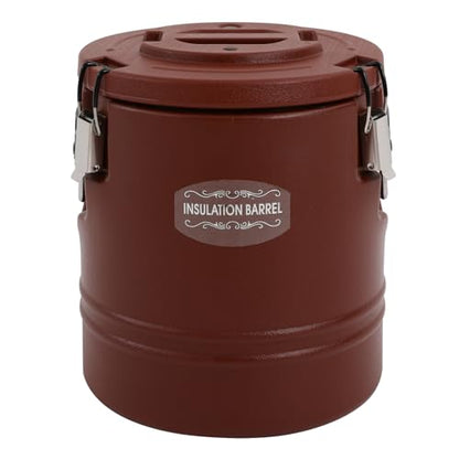15L/3.96 Gal Insulated Soup Carrier, Stainless Steel Insulated Soup Container Bucket Hot & Cold Thermal Bucket with Lid Commercial Food Warmer for Parties Picnics Cafes Restaurants - color: Brown, size: 15L/3.96 Gal