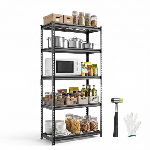 VEVOR Storage Shelves, 5-Tier 2000 lbs Garage Shelving 36 x 16 x 71.4 in - color: Black, size: 16" D x 36" W x 71.4" H