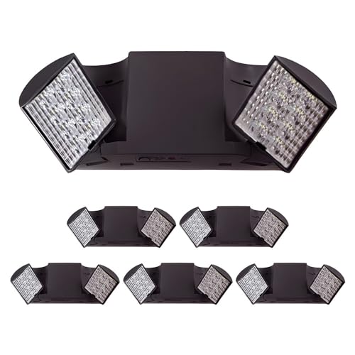 Ciata 6 Pack Black Led Emergency Lights with Battery Backup, for Home Power Failure, Hardwired with Adjustable Heads, Backup Battery, Emergency Lights for Business, Indoor Emergency Lights