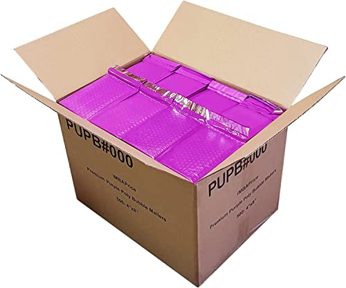 iMBAPrice 4x8 Inches Purple Color Polybubble Bag, 500-Pack Small Size #000 Self Seal Poly Bubble Mailers Padded Packing Envelopes (Total 500 Bags) - color: Purple Poly Bubble, size: 4"x8" Poly (500 Envelopes)