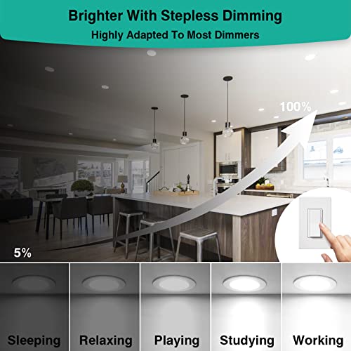 HiBay 6in 4-Pack LED Recessed Lighting with J-Box, 1800lm 5000K, Dimmable - color: 5000K, size: 4 Pack