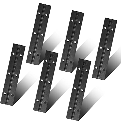 6 Pack 6 Inch Piano Hinge, Heavy Duty Continuous Hinge with Holes for Cabinets Boat Marine Door, 304 Stainless Steel 0.04" Leaf Thickness 1.2'' Open Width (Black) - size: 6 Inch (6PCS)