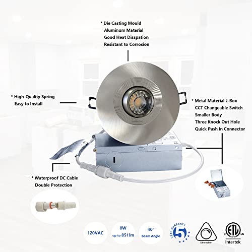 POPANU 4 Inch Gimbal LED Recessed Lights 6 Pack,Adjustable Downlight,Nickel - color: Brushed Nickel, size: 4 Inch