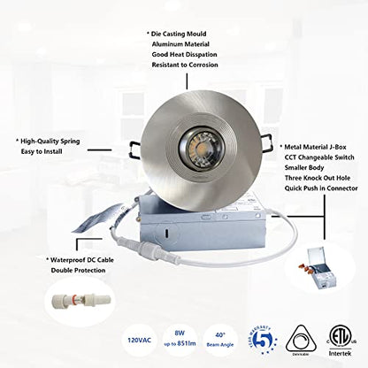 POPANU 4 Inch Gimbal LED Recessed Lights 6 Pack,Adjustable Downlight,Nickel - color: Brushed Nickel, size: 4 Inch