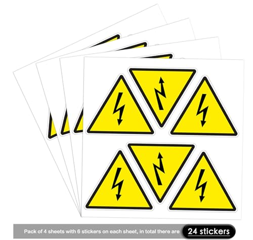 dealzEpic - Yellow Triangle Electrical Shock Hazard Risk Warning Sign - Self Adhesive Peel and Stick Vinyl Sticker - 4 cm (1.57 inches) - size: 4 CM