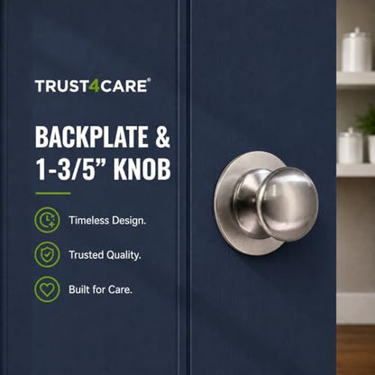 trust4care 2-Pack 2.3" Brushed Nickel Backplates of Bifold Closet Door Knob - color: Brushed Nickel, size: Set of 2