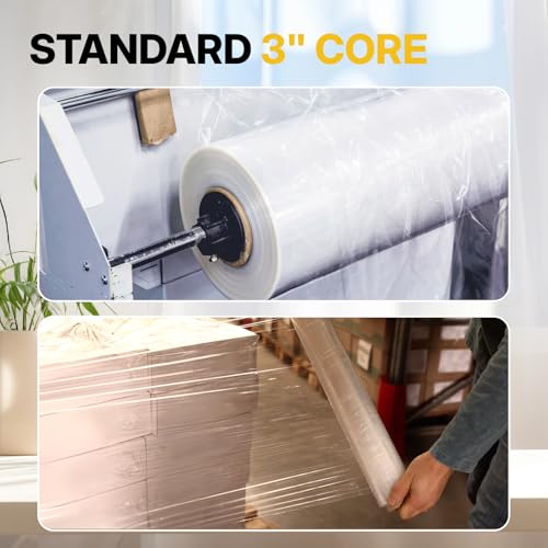 NorthSky Pallet wrap Stretch Film - Industrial Strength up to 800% Stretch 20 Microns Clear Durable Adhering Packing Moving Heavy Duty Shrink Film Box of 4 (80 GA, 18'' x 1500') - size: 18'' x 1500', style: 80 GA