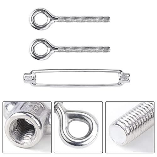 M10 Eye & Eye Turnbuckle, 304 Stainless Steel Turnbuckle Heavy Duty Wire Rope Tension 5 Pcs - style: Eye & Eye-M-10