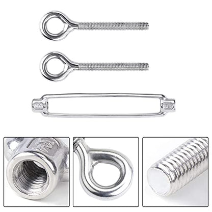 M10 Eye & Eye Turnbuckle, 304 Stainless Steel Turnbuckle Heavy Duty Wire Rope Tension 5 Pcs - style: Eye & Eye-M-10