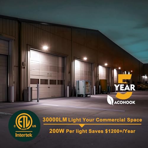 1Pack 200W LED Wall Pack Lights, 100-277v Dusk to Dawn with Photocell, 30000Lm 5000K IP65 Outdoor Security Lighting for Warehouse,Building,Yard,Factory,Garage, ETL(Height:20~30ft) - style: 200W