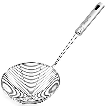 Anaeat 6.1" Stainless Steel Spider Skimmer, Professional Kitchen Pasta Strainer Spoon with Long Handle - Asian Strainer Ladle Wire Skimmer Spoons for Cooking and Frying - color: 6.1" Spider Strainer Skimmer