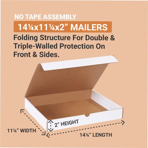 BOX USA Small Shipping Boxes 14.25'L x 11.25'W x 2'H, 50-Pack | Foldable Corrugated Cardboard Crush-Proof Box for Shipping, Packing, Moving and Storage - size: 14 1/4 x 11 1/4 x 2