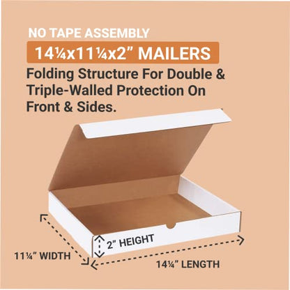 BOX USA Small Shipping Boxes 14.25'L x 11.25'W x 2'H, 50-Pack | Foldable Corrugated Cardboard Crush-Proof Box for Shipping, Packing, Moving and Storage - size: 14 1/4 x 11 1/4 x 2