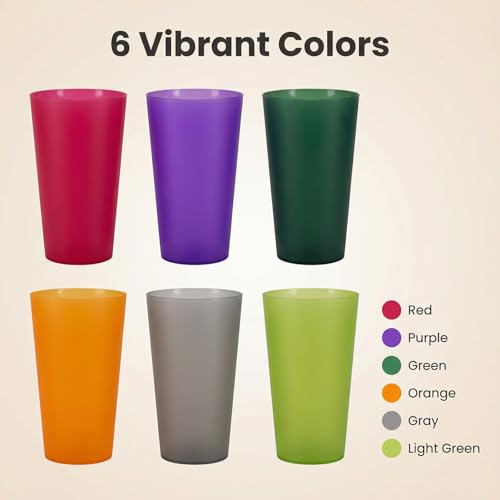 32 oz Plastic Cups Reusable set of 12, Large Plastic Tumblers Jewel - color: Jewel Tones