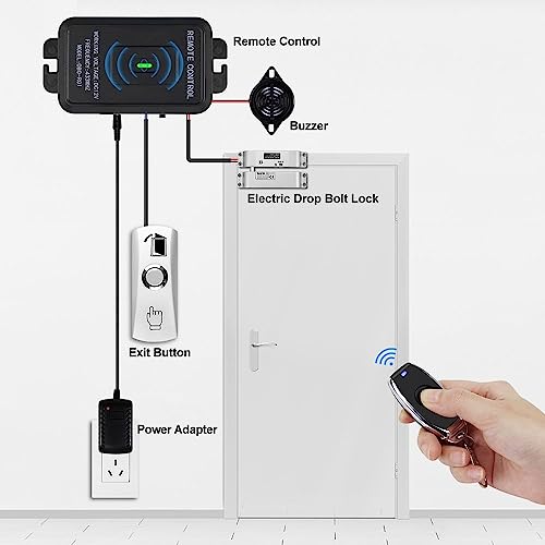 YiToo Access Control System Kit 433MHz Remote Control Opener with Eletric Drop Bolt Lock 12VDC for Narrow Door - style: With Bolt Lock