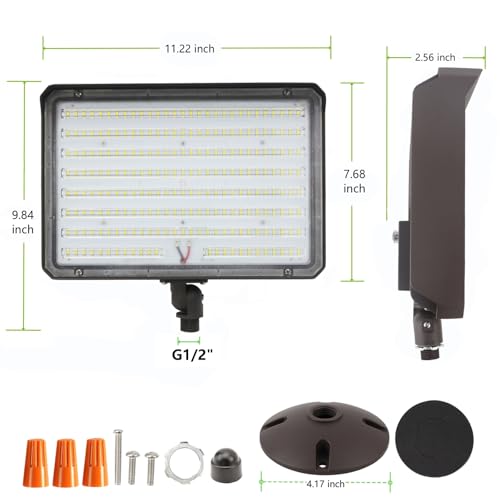 120W Outdoor LED Flood Light Dusk to Dawn with Knuckle, 16800LM 1000W Equivalent, 100-277V 5000K Daylight, ETL Commercial LED Flood Light Fixture, Outdoor Security Lighting for Landscape/Parking Lot - size: 120W