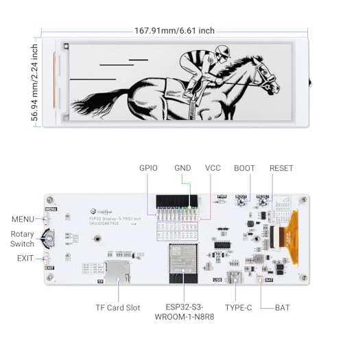 ELECROW ESP32 E-Ink Display 5.79 Inch E-Paper HMI Display Black/White Color - size: 5.79″ E-Ink Display