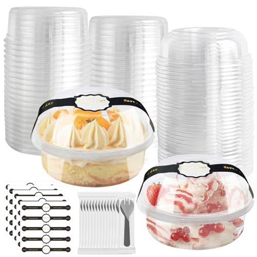 8oz Plastic Containers With Lids And Spoons 50 Pack, Dessert Cups With Lids,Small Disposable Snack Bowls For Ice Cream Cake Fruit Parfait Pudding And Jello Shot (8oz) - size: 8oz
