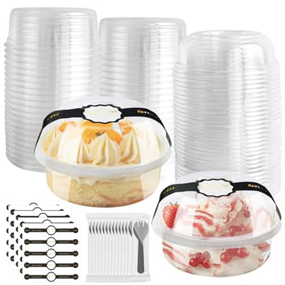 8oz Plastic Containers With Lids And Spoons 50 Pack, Dessert Cups With Lids,Small Disposable Snack Bowls For Ice Cream Cake Fruit Parfait Pudding And Jello Shot (8oz) - size: 8oz