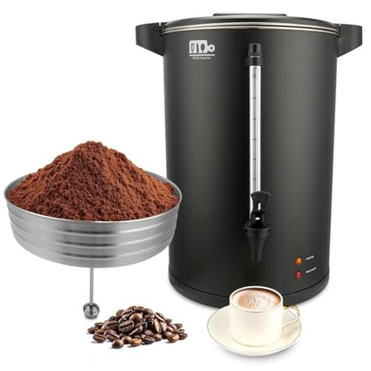 115-Cup 20L Commercial Coffee Urn, Festa Essential 1500W Double Wall Large Percolate Coffee Maker Stainless Steel Hot Water Urn Dispenser with Double Dripless Faucet, Quick-Brewing for Catering, Black - size: 20L-115Cups