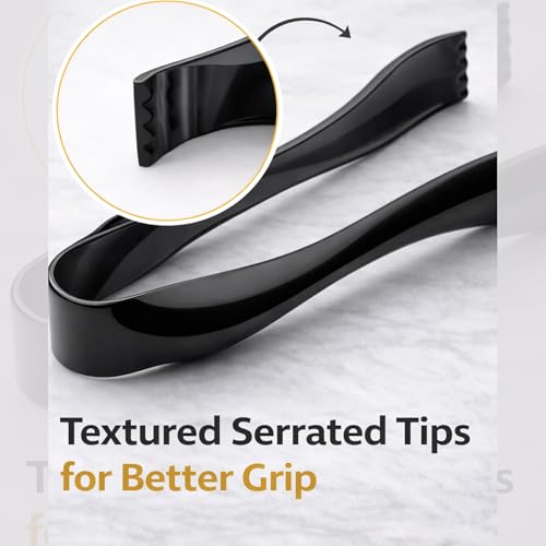 6" Black Mini Serving Tongs 30ct – Disposable Serving Tongs | Small PlasticTongs For Appetizers, Salad Bar, Buffet, Catering | PlasticTongs For Party, Finger Food, Restaurant Utensils In Bulk