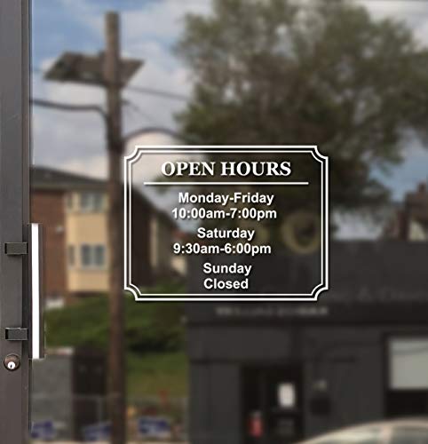 Business Hours Sign for Window - Free Squeegee - Easy Install Manual (Frame Box - Landscape) - color: Frame Box - Landscape