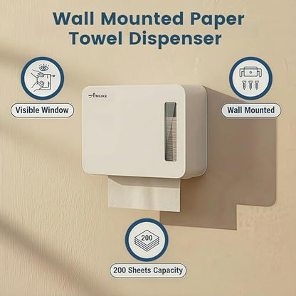 Commercial Paper Towel Dispenser, Wall Mount, 200 Sheets, White