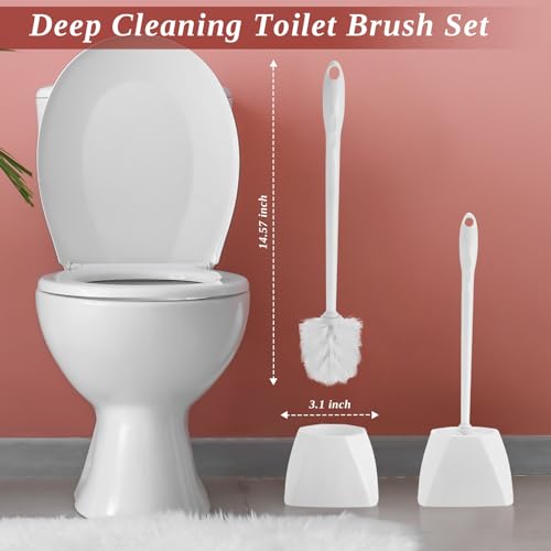 FoldTier 15 Sets Toilet Brush and Holder Bulk Set for Bathroom, White - color: White