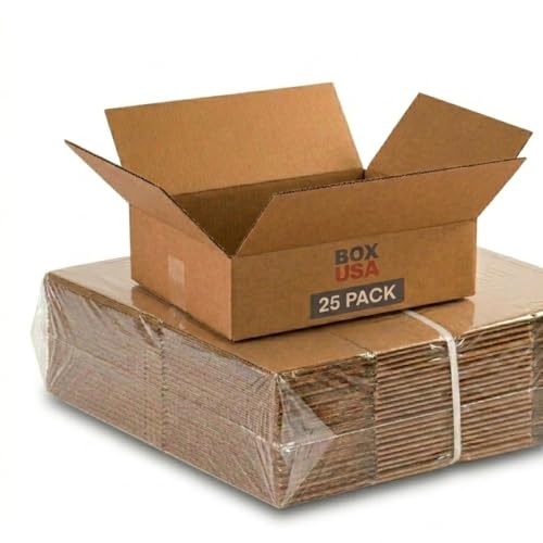 BOX USA 1293 Flat Corrugated Cardboard Box 12" L x 9" W x 3" H, Kraft, For Shipping, Packing and Moving (Pack of 25) - size: 12x9x3" (25-Pack)