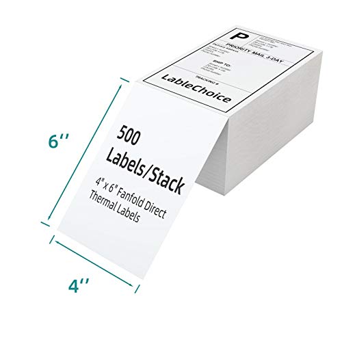 2000 Labels 4 x 6 3-Proof Commercial Grade Fanfold Direct Thermal Labels Compatible with Zebra, Rollo, Munbyn, 4 Stacks White Perforated Permanent Strong Adhesive Mailing Shipping Labels - color: 4"x6"-2000 Labels