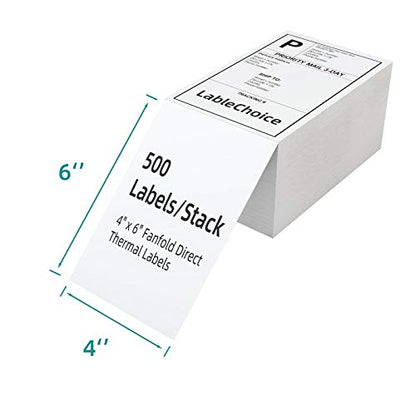 2000 Labels 4 x 6 3-Proof Commercial Grade Fanfold Direct Thermal Labels Compatible with Zebra, Rollo, Munbyn, 4 Stacks White Perforated Permanent Strong Adhesive Mailing Shipping Labels - color: 4"x6"-2000 Labels