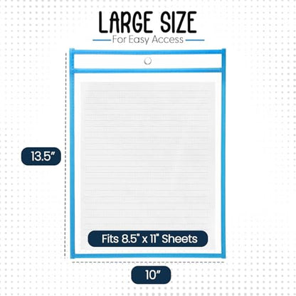 Essex Wares - 6 Pack, Blues & Greens Dry Erase Pockets, 10" W x 13.5" T - color: Blues & Greens