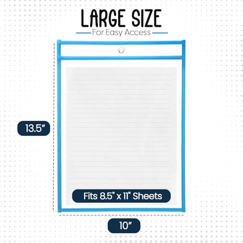 Essex Wares - 6 Pack, Blues & Greens Dry Erase Pockets, 10" W x 13.5" T - color: Blues & Greens
