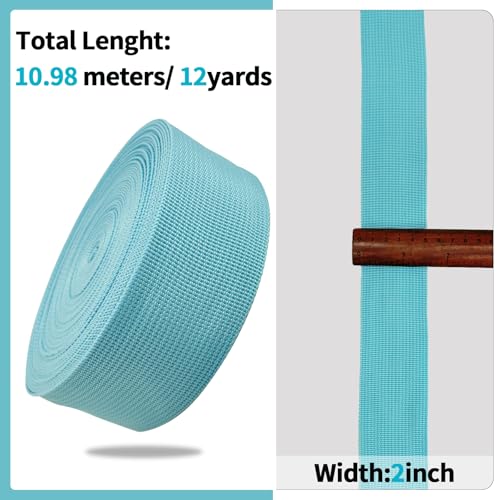 2" Blue Wide Webbing Straps 12yd for Lawn Chair,Bag &Sewing - color: Lake Blue 06