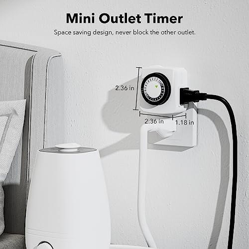 BN-LINK Indoor Timers Plug Mechanical 2 Prong 24-Hour Mini Lamp Timers 2 Pack, for Electrical Outlets, Fish Tank, Fans, LED Lights - size: 2-Prong, 2-Pack, 1 Outlet, Mini