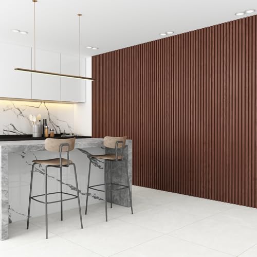 Slat Wall Panel 8-Pack, 108’’x6.1’’, Walnut - size: 108’’x6.1’’-Walnut