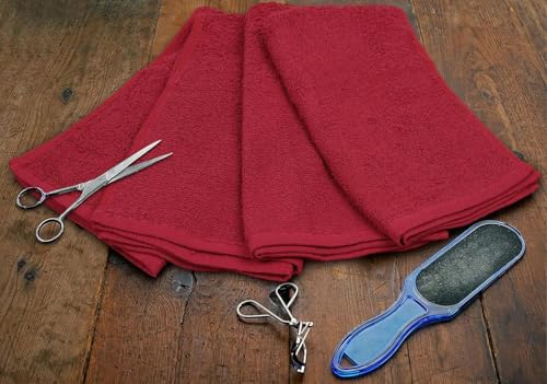Salon Towels – Pack of 24 (16"x27") 100% Cotton Ring Spun (Not Bleach Proof) Ultra Soft, Highly Absorbent Hand Towels – Bulk for Spa, Gym & Salon (Burgundy) - color: Burgundy