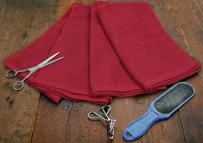 Salon Towels – Pack of 24 (16"x27") 100% Cotton Ring Spun (Not Bleach Proof) Ultra Soft, Highly Absorbent Hand Towels – Bulk for Spa, Gym & Salon (Burgundy) - color: Burgundy
