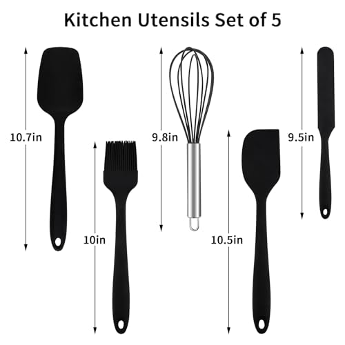 Rorence Stainless Steel Mixing Bowls: Metal Mixing Bowl Set with Lids and Handles Non-slip Silicone Bottom Nesting Bowls for Kitchen Set of 3 - Black - color: Black