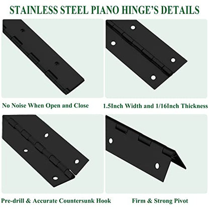 2Pack 18” Heavy Duty Piano Hinge Stainless Black Continuous & Piano Hinges - size: 18INCH