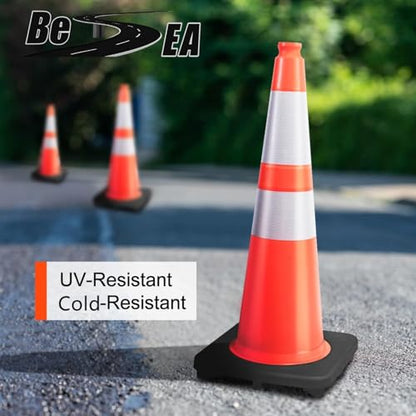 Besea 28 Inch Orange Traffic Cones, Heavy Duty Rubber Base - size: 28"(8 Cones)