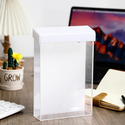 Thyle 1 Pcs 6 x 9 Inch Outdoor Brochure Holder with Lid Acrylic Wall Mount Literature Box with Self Closing Lid Waterproof Clear Heavy Duty with Screws for Flyer Document Pamphlet Display (White) - color: clear and white