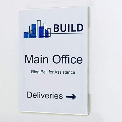 HIIMIEI Acrylic Sign Holder 8.5 x 11 Wall Mounted with Double Sided Tape, 8 1/2 x 11 Clear Plastic Frame for Office, Home, Store, and Restaurant No Drilling (6 Pack)