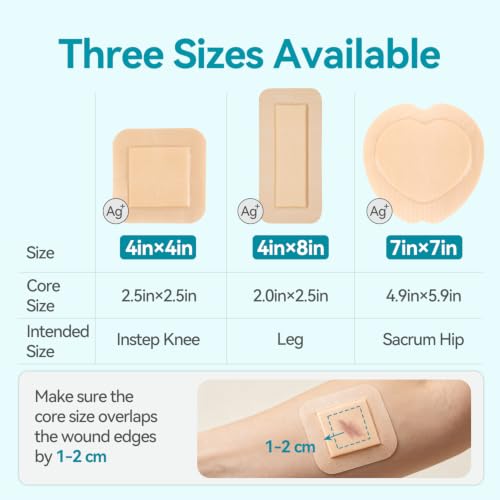 Dimora Silicone Foam Dressing 4"x4" Silver Ag Sterile with Adhesive Border - size: 4" x 4" Ag(5 PCS)
